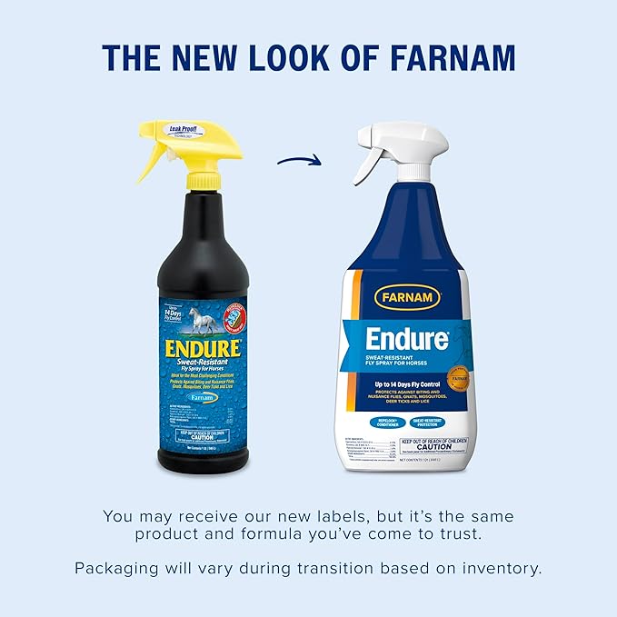 Farnam Endure Sweat-Resistant Fly Spray for Horses, Lasts Up to 14 Days, Protects Against Flies, Gnats, Mosquitoes, Ticks & Lice, 32 oz.-PurrikoPets