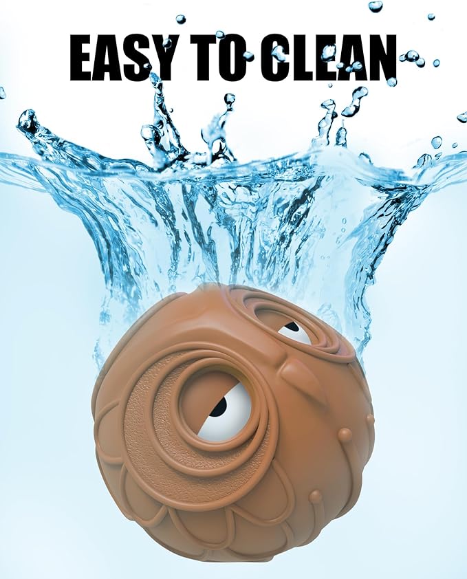 Giggle Ball for Dogs Owl Dog Toys for Aggressive Chewers Medium Large Dogs Fun Gift for Dog Natural Rubber Herding Ball for Dogs Cute Owl Hoot Brown New-PurrikoPets