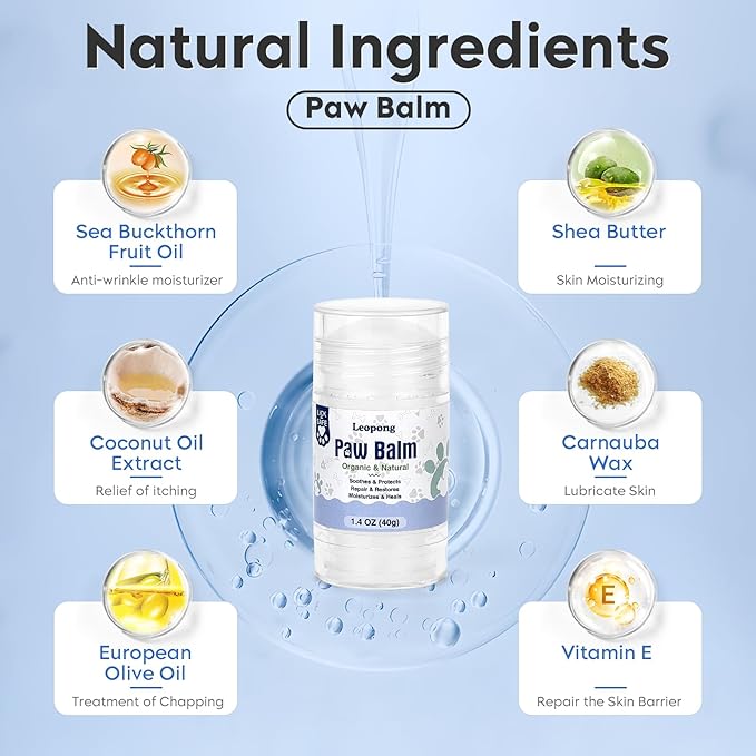 Dog Paw Balm, Moisturizer & Protection for Cracked Dry & Damaged Paws, Nose & Elbows Natural Lick Safe Dog Nose Balm-PurrikoPets
