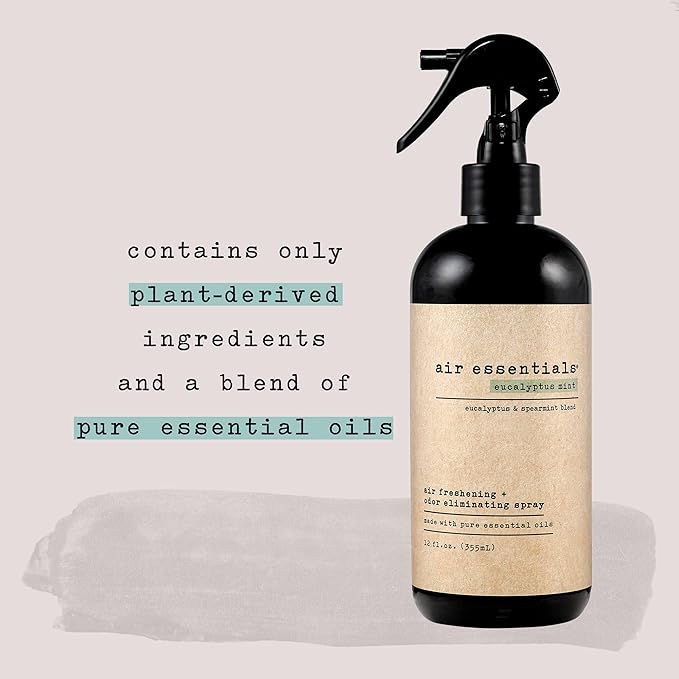 Air Essentials Air Freshener & Odor Eliminator Spray - 12 oz, Pack of 2 - Made with Pure Essential Oils - Eucalyptus Mint Scent-PurrikoPets