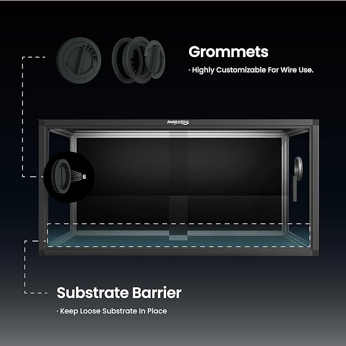 50 Gallon Bearded Dragon Tank, Reptile Enclosure for Easy Maintenance, Front Opening Reptile Tank with Top Screen Ventilation & Glass Sliding Door 36''x18''x18''-PurrikoPets