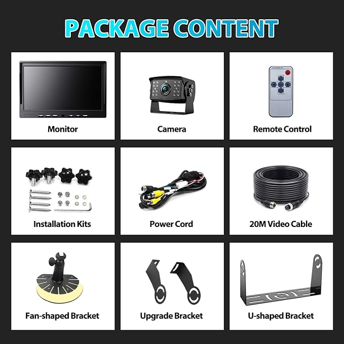 Fookoo Ⅱ 10" 1080P Wired Backup Camera System,10-inch HD Dual Split Screen Monitor with Recording IP69 Waterproof Rear View Camera Parking Lines Supports Up to 2 Cameras for Truck/Trailer/RV(DY101)-PurrikoPets