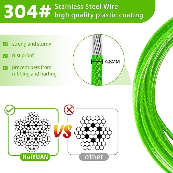 Dog Tie Out Cable - 10/15/20/25/30FT Heavy Duty for Large Dogs Up to 250LBS - Rosy Pink/Blue/Purple/Silver/Red/Green/Yellow-PurrikoPets