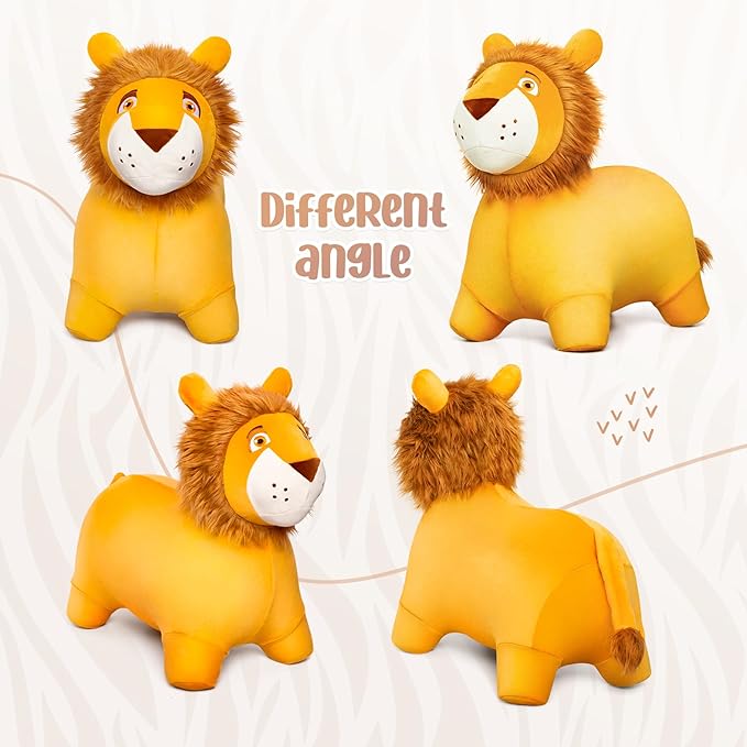 EVERICH TOY Lion Bouncy Horse, Inflatable Plush Hopping Toy, Bouncing Animal Hopper for Toddlers, Fun Ride-On Toy for Kids 18 Months-6 Years, Indoor & Outdoor Play, Great Gift Boys Girls-PurrikoPets