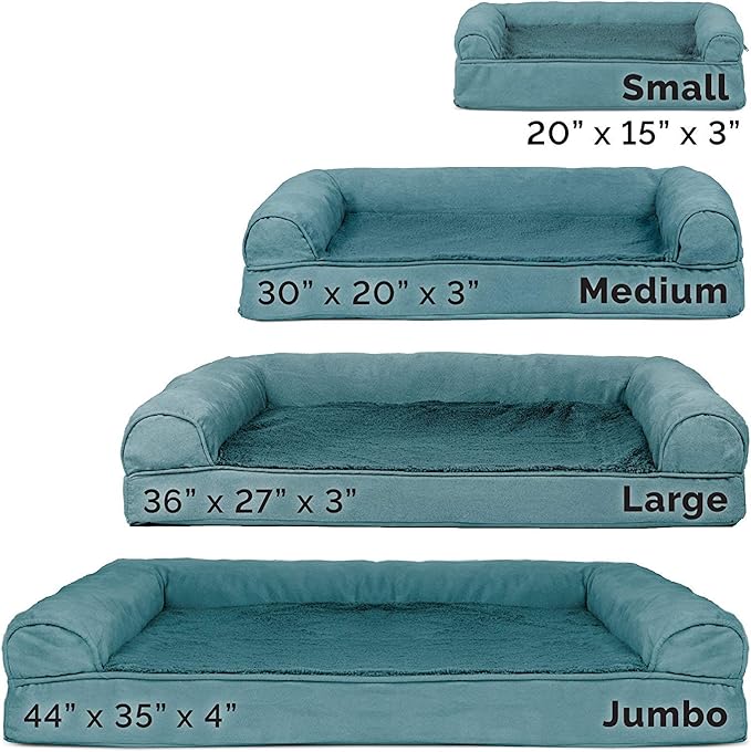 Furhaven Cooling Gel Dog Bed for Large/Medium Dogs w/ Removable Bolsters & Washable Cover, For Dogs Up to 55 lbs - Plush & Suede Sofa - Deep Pool, Large-PurrikoPets