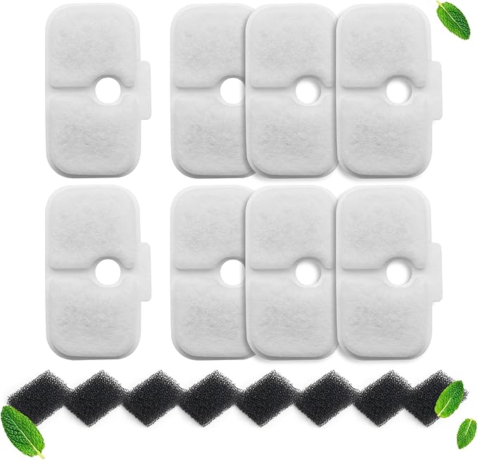 8 Pack Cat Fountain Filters & Sponges - No Trim Fit for PETLIBRO Dockstream PLWF Series (005/105/115/305) - Multi-Cat Homes-PurrikoPets