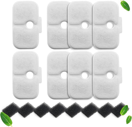 8 Pack Cat Fountain Filters & Sponges - No Trim Fit for PETLIBRO Dockstream PLWF Series (005/105/115/305) - Multi-Cat Homes-PurrikoPets