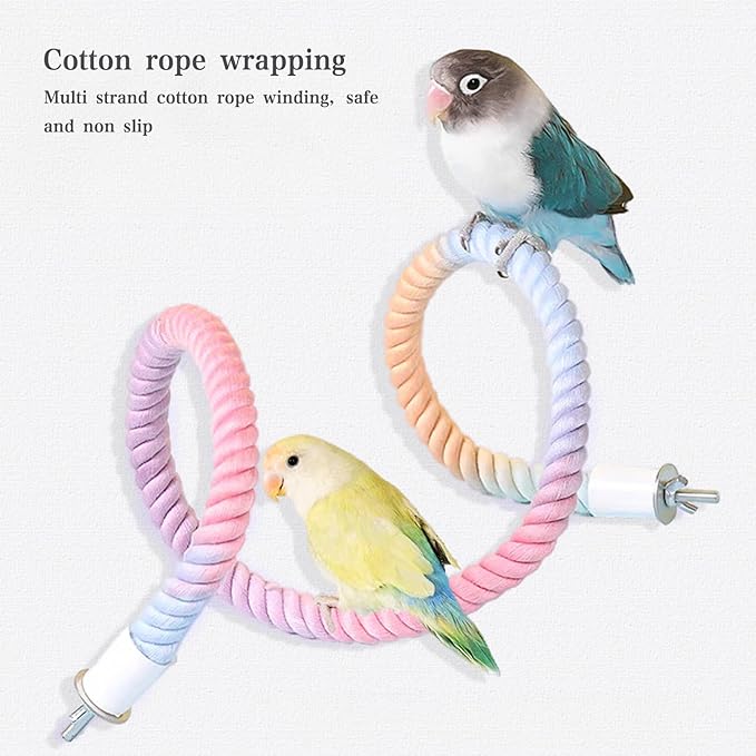 1pcs Gradient Colorful Bird Rope Perch Stand,Bird Cage Climbing Rope Toys Accessories,Bendable Climbing,Parakeet Lovebirds Cockatiels Budgies Play (31.4'')-PurrikoPets