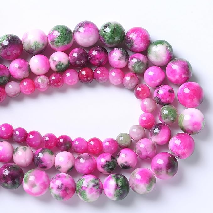 8MM 46PCS Pink Green Persian Jade Spacer Loose Beads for Jewelry Making DIY Bracelet Necklace