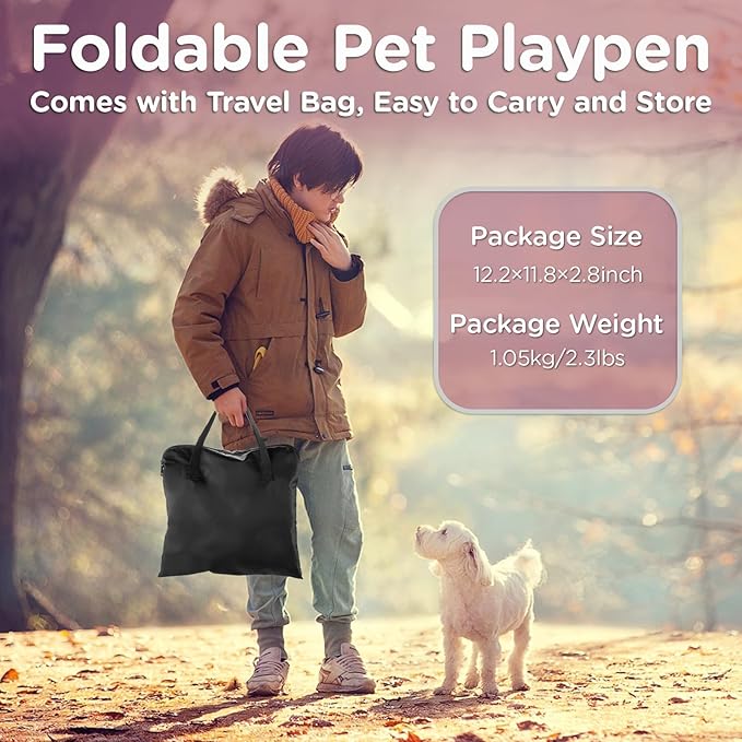 Foldable Pet Kitten Playpen, Upgrade Waterproof Portable Cat Dog Playpen Kennel Tent for Dog Cat, Removable Shade Cover with Free Carrying Case, Indoor Outdoor Use for Small Pet, Pink-PurrikoPets