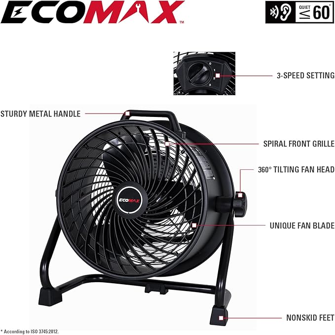 16 Inch High Velocity Industrial Fan Portable Heavy Duty Drum Metal Shop Fan with 3-Speed 360° Tilting, Floor Fans for Warehouse Workshop Garage, ETL Listed, EMF101618D-PurrikoPets