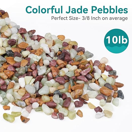 10lbs Pebbles for Indoor Plants, 3/8 Inch Small Rocks for Potted Plants, Succulents, Vase Fillers, Cactus Planters, Bird Bath, Fountain, Outdoor Garden Landscaping-PurrikoPets