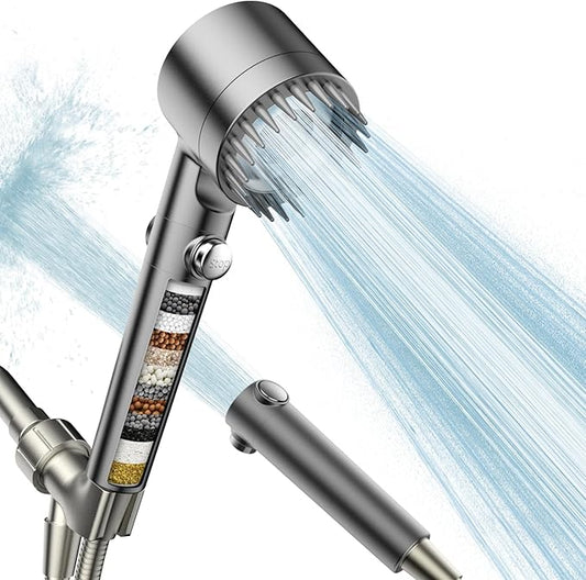 Filtered Shower Head with Handheld, High Pressure Water Flow and Multiple Spray Modes Shower Head with Filter, Power Wash for Hard Water, Showerhead with ON/OFF Switch for Pets Bath-PurrikoPets