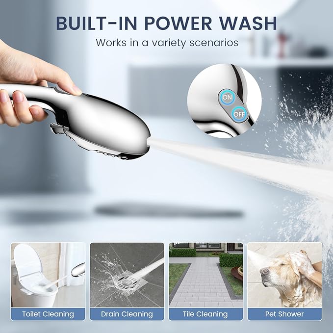 FEELSO Filtered Shower Head with Handheld, High Pressure 7 Spray Showerhead with Filters for Hard Water - Remove Chlorine, Reduce Dry Itchy Skin, Anti-clog Nozzles, Power Wash to Clean Tub, Tile & Pet-PurrikoPets