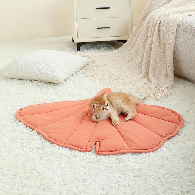 31 X 25 Inch Leaf Shaped Cotton Cat Bed Pad, Warming Cat Mat, Pet Warming Pad for Cats, Warmer Mat for Feral and Indoor Cats, 2025 Enlarged and Thickened Leaf Beds-PurrikoPets