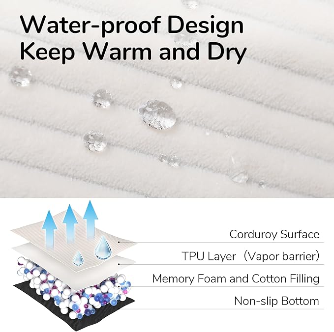 FUKUMARU Dog Couch Bed, Corduroy Cozy Cat Bed for Indoor Cats with Washable Cover, Supportive Waterproof Dog Beds Sofa for Small Dogs and Large Cats Cute, 28inch, Medium, Cream-PurrikoPets