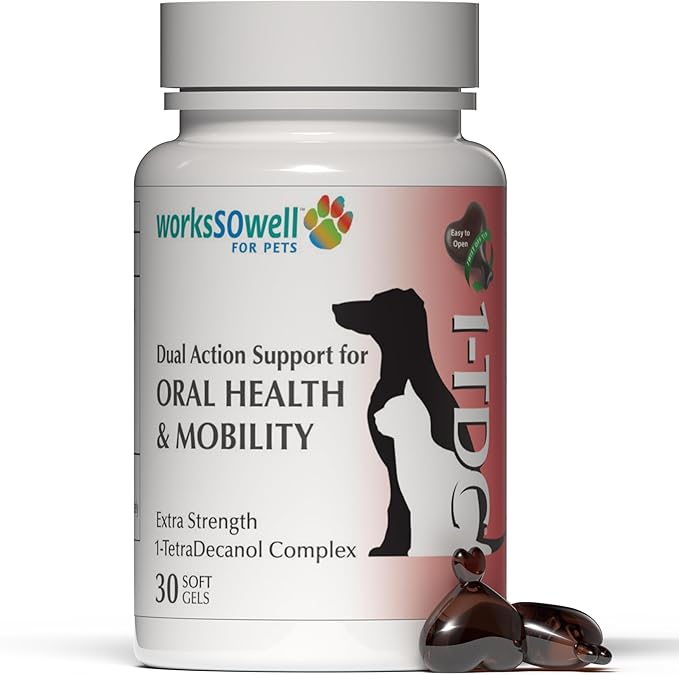 1TDC WorksSoWell Dual Action Joint Supplement for Dogs & Cats - Hip and Joint Supplement for Large Breed & Small Breed - Also Great for Oral Health - Muscle & Stamina Recovery & Arthritis - 30ct-PurrikoPets