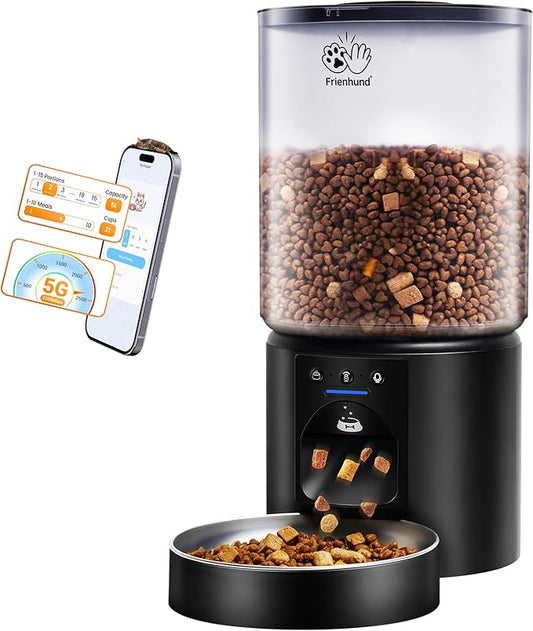 5L Automatic Cat Feeder with Sealed Outlet: 5G WiFi Automatic Dog Feeder with APP Control, Auto Cat Food Dispenser with Voice Recording for Pets, Detachable for Easy Clean - 21 Cup-PurrikoPets
