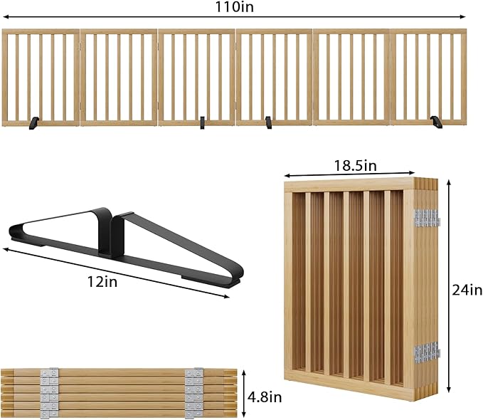 Extra Wide Dog Gates for Doorways, Bamboo Dog Gates for The House Stairs, Freestanding Pet Gates for Dogs, Doogie Puppy Fence Gate-PurrikoPets