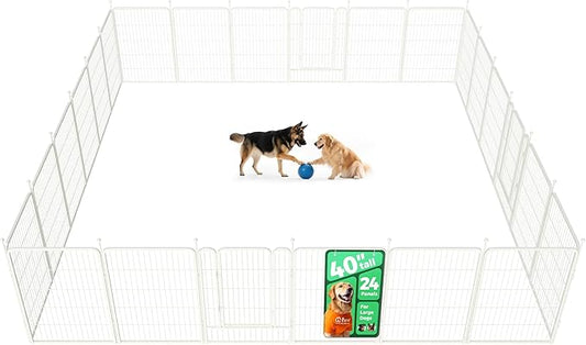 FXW Rollick Unleashed Dog Playpen for Indoor, Yard, RV Camping, 40 inch 24 Panels for Medium and Large Dogs, White│Patented-PurrikoPets