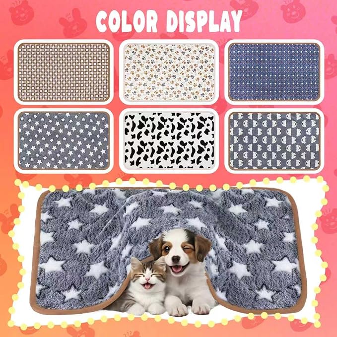 6 Pcs Guinea Pig Bedding Cage Liners Small Animal Flannel Blankets Sleep Mat Absorbent Reusable Pet Pee Bedding Pad Cover for Dog Cat Hamster Ferret Chinchilla Rabbit Hedgehog (30 x 42 Inch, Multi)-PurrikoPets