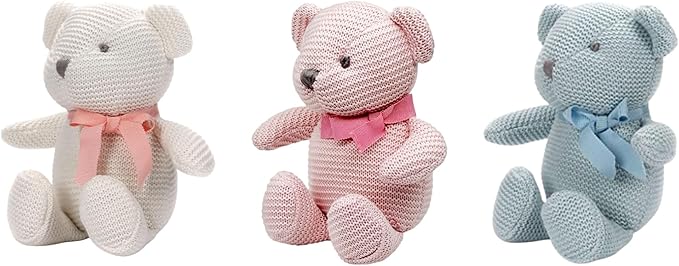 100% Organic Cotton Baby Teddy Bears Bulk for Baby Shower 6.5" (3pcs/Set)-PurrikoPets