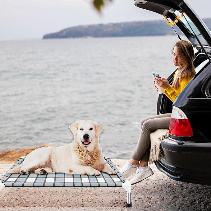 Elevated Outdoor Raised Dog Bed Outdoor Dogs Bed Lifted Pet Bed Dog Cot for Medium Pet Taste Life, Start with A Pet Bed 34'' x 26'' x 6.5''-PurrikoPets