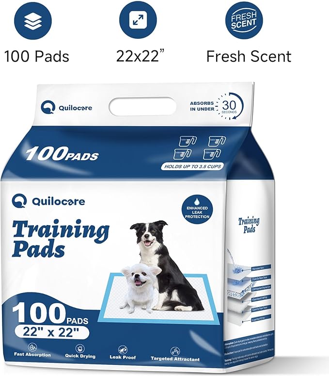 100 Count 22” x 22” Disposable Dog Pee Pads, Super Absorbent Leakproof Puppy Pads Quick Drying, Pee Pads for Dogs, Potty Dog Training Pads-PurrikoPets