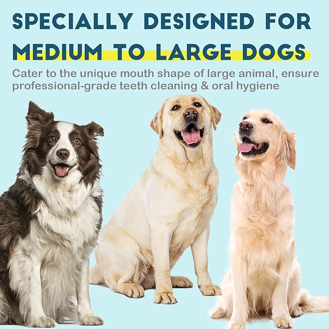 Dog Toothbrush Kit 4 Pack, 10,000 Ultra-Soft Bristles, Dog Tooth Brush for Medium to Large Dogs & Cats, Pet Tooth Brushing Kit for Easy Dental Cleaning, 2 Pink Wave Head & 2 White Flat Head-PurrikoPets