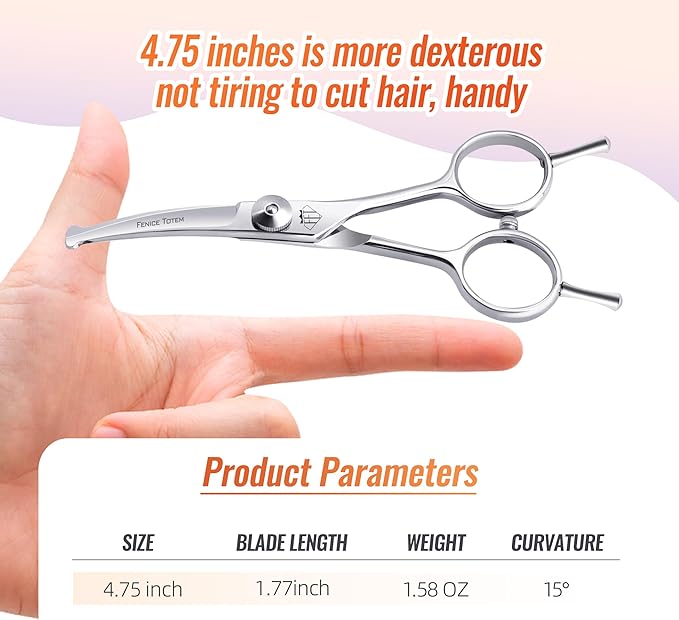 Dog Grooming Scissors: 4.75" Pet Curved Shears Made Of Advanced Stainless Steel Alloy for Trimming Dogs Cats and Other Pets Face and Paws-PurrikoPets