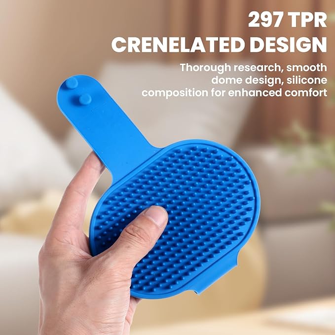 4Pcs Silicone Cat Grooming Brush Set, Multi-Functional Cat Self Groomer for Indoor Cats, Wall Mounted Face Scratchers, Grooming Strap Pad for Sofa & Chair Legs (Blue, Red)-PurrikoPets