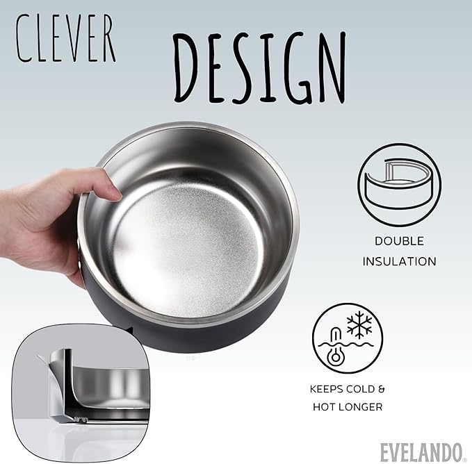 EVELANDO® Premium Dog Food Bowl 32 oz Stainless Steel 4 Cups Small Medium Dog Bowls Non Slip & BPA-Free S M L Pet Water Bowl Platos para Perros Indoor Outdoor Pet Dish Feeder Water and Food Dish-PurrikoPets