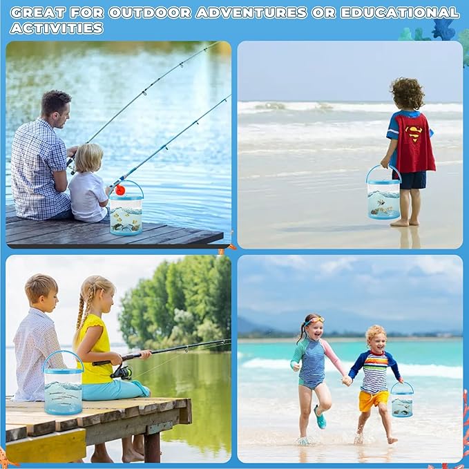 Foldable Small Aquarium, Portable Fish Tank, Fish Transport Container, Plasitc Fish Bowl, Beginner Tank, Great Concept for Catching and Release Critters, Beach, Pool and Lake-PurrikoPets