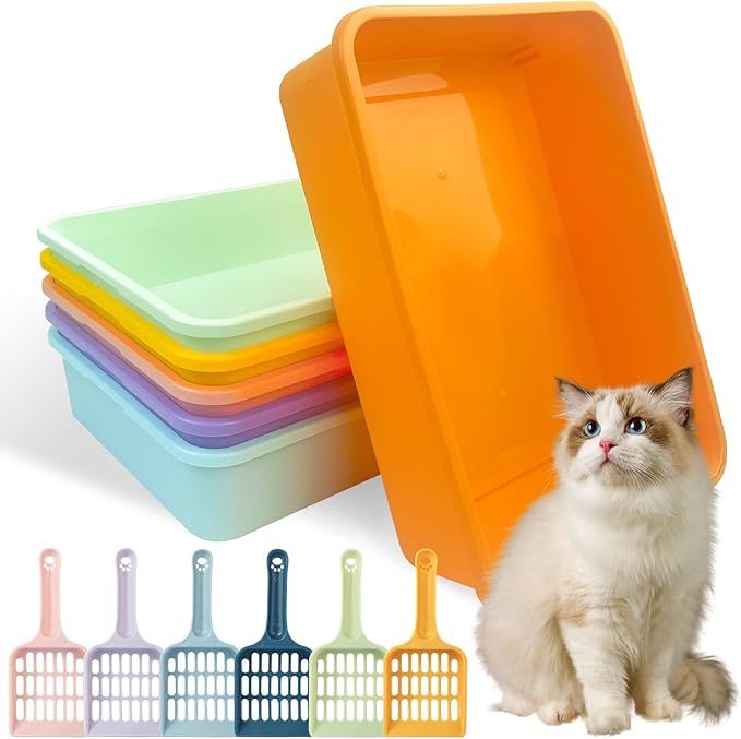 6 Pcs Kitten Small Litter Box Set, Plastic Kitten Litter Pan with 6 Scooper Cat Litter Box Cat Litter Box Travel Toilet for Small Pet Kitty Bunny Guinea Pig-PurrikoPets