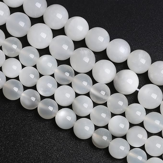 10MM 36PCS Natural White Moonstone Gemstone AAA Grade Crystal Spacer Loose Beads for Jewelry Making DIY Bracelet 15 Inches 1 Strand