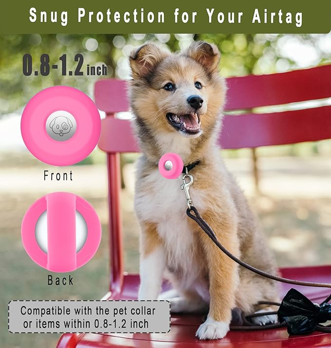 Airtag Holder for Dog Collar, Cibaabo Silicone Air Tag Case Cover Compatible with Apple Airtags for 0.8-1.2inch Cat Pet Collar Harness Loop-PurrikoPets