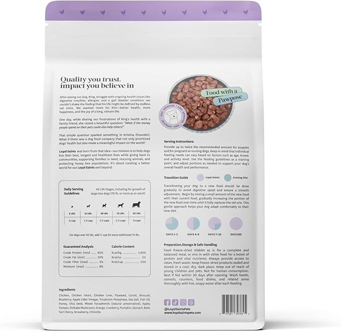 Freeze Dried Raw Dog Food - Premium Chicken Flavor with High Protein & Grain Free Dog Food for Small or Large Breeds and Picky Eaters - Versatile as Meal Topper, Pet Snack & Treats, 14 Oz-PurrikoPets