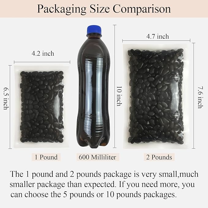 2 lbs Black Pebbles for Indoor Plants, 3/8 inch Decorative Rocks, Black River Rocks for Succulent Potted Plant, Vase, Aquarium, Landscaping and Outdoor Garden Rocks-PurrikoPets