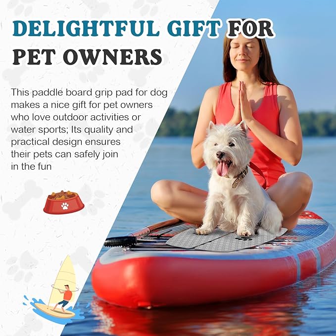 Dog Traction Pad Dog Paddle Board Kayak Accessories 21.2 x 15.3 Inch Non Slip Deck Grip Mat Surfboard Traction Good Grip EVA Foams for SUP Skimboard Paddleboard Surfboard-PurrikoPets
