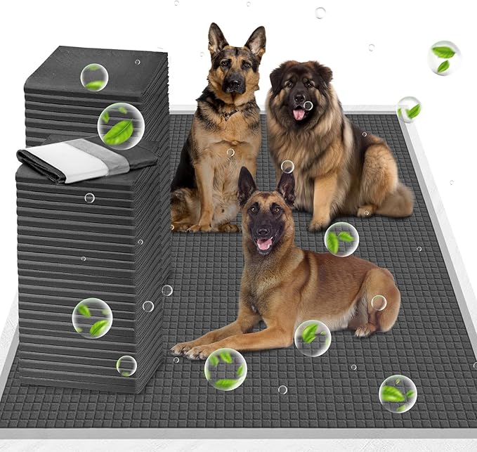 ELEGX Extra Large 54"x37" 25 Pcs Odor-Control Super Absorbency Charcoal Pee Pads for Dogs,Leak-Proof Pet Training Pee Pads,Thicken Disposable Potty Pads Puppy Training Pads for Cats Rabbits-PurrikoPets