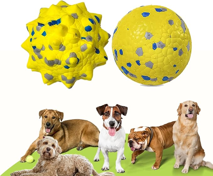 Durable Interactive Dog Toys for Aggressive Chewers,Puppy Teething Toys,Floating Fetch Balls,Bouncing Chew Balls,Tennis Balls for Dogs (2 Balls)-PurrikoPets