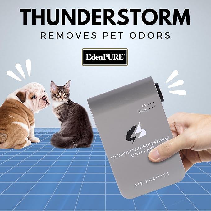 EdenPURE Thunderstorm III Air Purifier – Small Plug-In Ozone Generator & Ionizer – Eliminates Odors, Pet Smells, Smoke, Mold – Filter-Free Portable Cleaner for Home, Travel, Car, Office Use-PurrikoPets