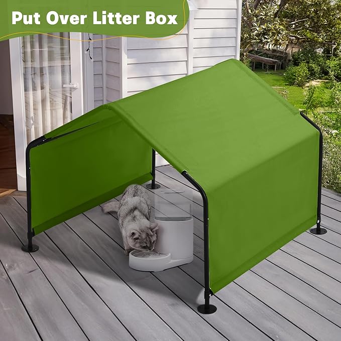Dog Shade Shelter Outdoor 4'x4'x3' Tent for Large Medium Dogs, Outside Sun Rain Canopy Pet House for Livestock Pigs Cats with Waterproof Roof Ground Nails,Deep Green-PurrikoPets