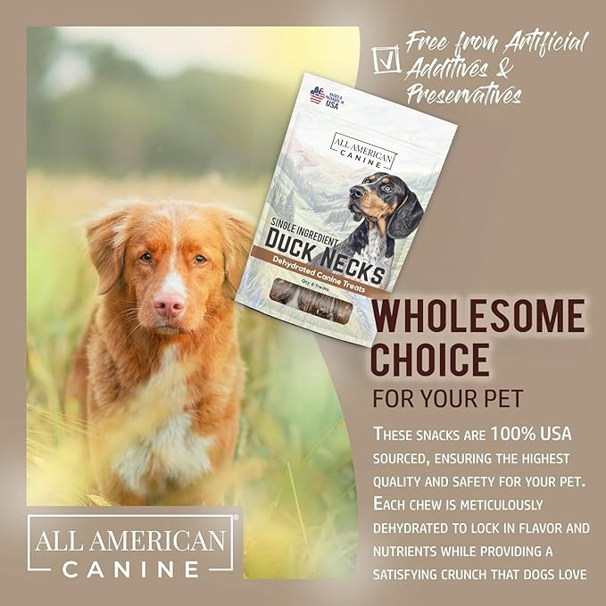 6 Natural Duck Neck Dog Treats – Single Ingredient, Dehydrated & Chewy – Low-Fat, High-Protein Training Reward – Made in USA-PurrikoPets