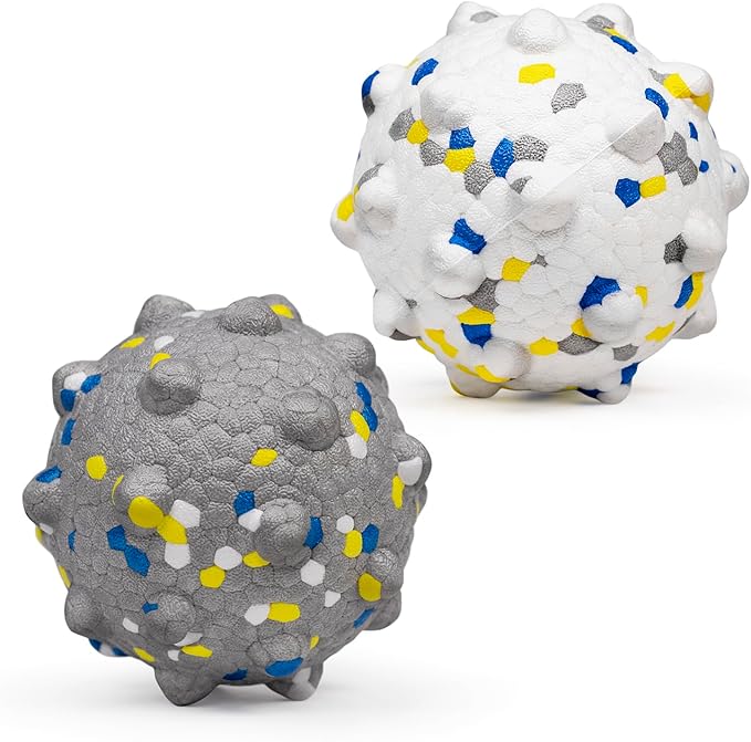 Dog Tennis Balls for Aggressive Chewers, Indestructible Durable Bouncy Interactive Toy for Dogs Fetch Game Lightweight Floating Outdoor Training(White+Grey Large)-PurrikoPets