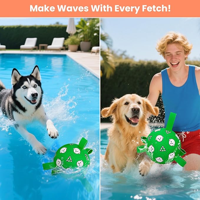 Dog Toys Ball, Durable Dog Soccer Ball with Straps, Interactive Dog Toys for Tug of War, Water Pool Puppy Toys for Indoor/Outdoor – Fun Dog Birthday Gift for Small & Medium Dogs, 6 Inch-PurrikoPets