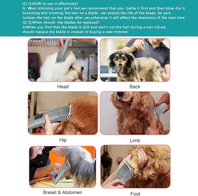 5PCS 10 Blades Dog Grooming Replacement Blades Compatible with Andis Pet Clipper/Oster A5/Wahl KM Series Dog Clipper,Ceramic Blade & Stainless Steel Blade, Size ：#10+30+40+5FC+4FC-PurrikoPets