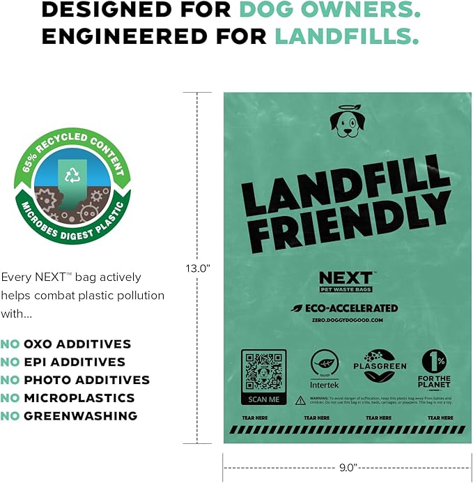 Doggy Do Good Next Pet Waste Bags, Landfill Friendly Recycled Plastic Unscented Dog Poop Bags, Leakproof, Strong, Thick, Earth Friendly for Dogs, 120 Count (120 Bags)-PurrikoPets