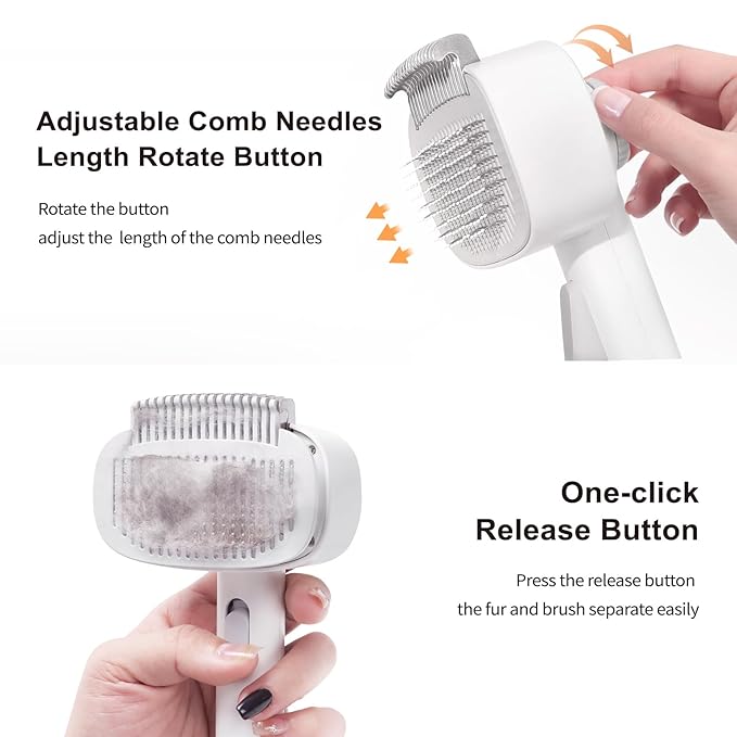 2-in-1 Deshedding Brush & Dematting Comb for Cats, Cat Brush for Long Haired Cats, Effectively Removes Matted Fur & Tangles, White-PurrikoPets