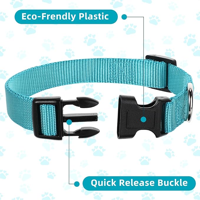 9 Pieces Adjustable Dog Collar for Animal, Soft Nylon Pets Puppy Collar with Quick Release Buckle Holder Bulk for Dogs Walking Running Training(Medium,Bright Colors)-PurrikoPets
